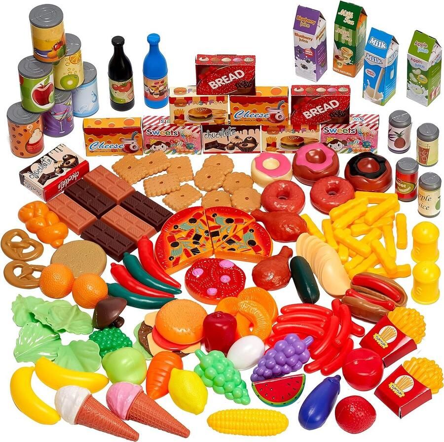150 Speelgoedeten voor Kinderen Fantasiespel Fruit Groenten en Meer 100% BPA-Vrij Verjaardags- en Kerstcadeau voor Jongens en Meisjes