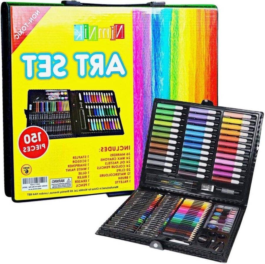 150 stuk Creativiteit Art Drawing Set Gift Case voor kinderen Geweldige verjaardagscadeaus voor meisjes van alle leeftijden Tekendoos