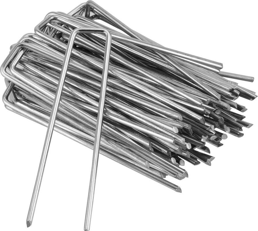 150 stuks gegalvaniseerde grondankers 100 x 13 mm Ø 3 mm bevestigingsanker verzinkt staal onkruiddoek onkruidfolie heggen tuinvlies omheining