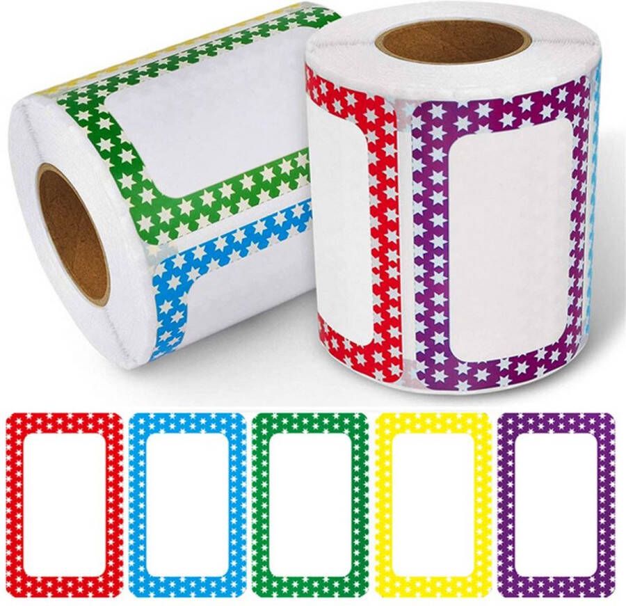 150 stuks naam stickers sterretjes op rol multicolor 9x5.7 cm