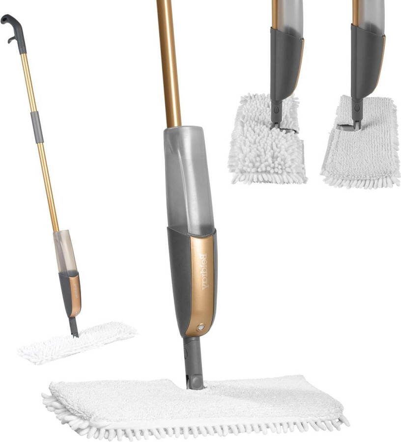 150 Year Edition Double Action Spray Mop ingebouwde sproeikop 2-in-1 Easy Flip Head geschikt voor vinyl hout en tegelvloeren Easy Spray Trigger stijlvol koperen ontwerp