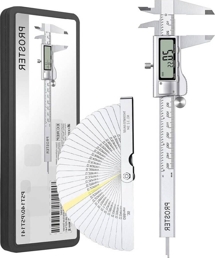 150mm 6-Inch Digitale Vernier Remklauw met Feeler Gauge Meetgereedschap voor Lengte Breedte Diepte Diameter