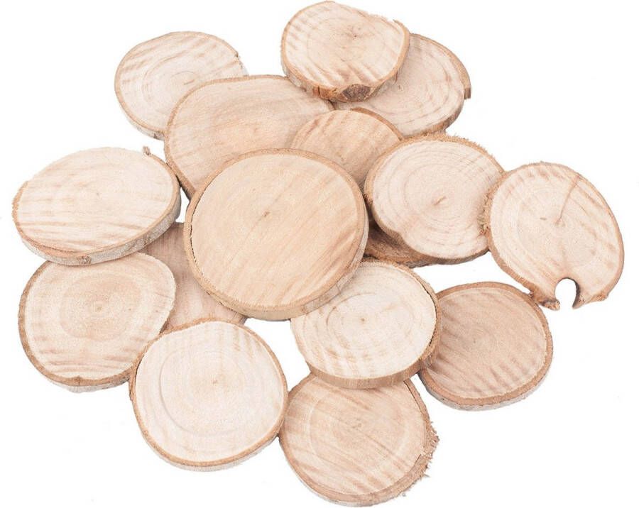 150x stuks houten decoratie boomschijven boomschijfjes rond 5-7 cm Hobby materiaal boomschors schijven