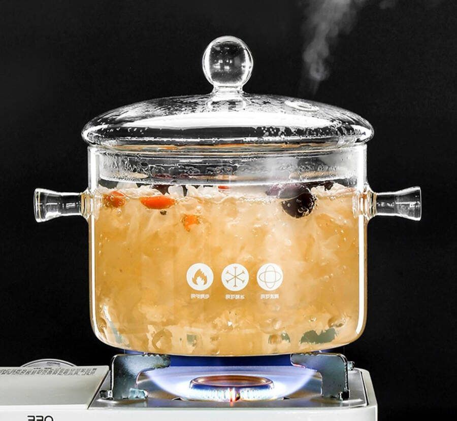 15l transparante glazen kookpot met deksel hittebestendige soeppan voor groenten en fruitsalade