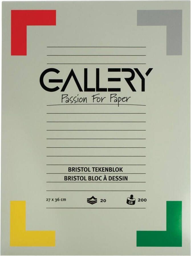 15x Gallery Bristol tekenblok 27x36cm 200 g mÂ² blok van 20 vel