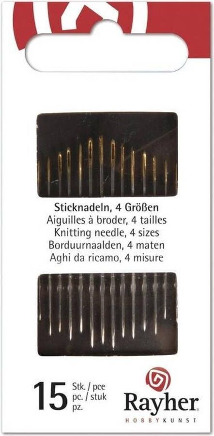 Merkloos 15x Hobby huishoud borduur naalden setje in 4 maten naai accessoires Knoop aanzetten Naainaalden