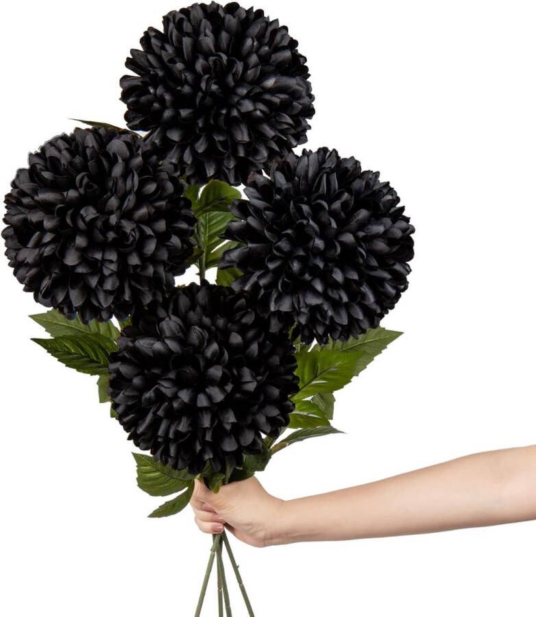 16 cm grote kunstbloemen hortensia met 65 cm lange steel 4 stuks zwarte kunsthortensia kunststof bloemen hortensia voor bruiloftsdecoratie woondecoratie kantoor tuinfeestdecoratie bloemstuk