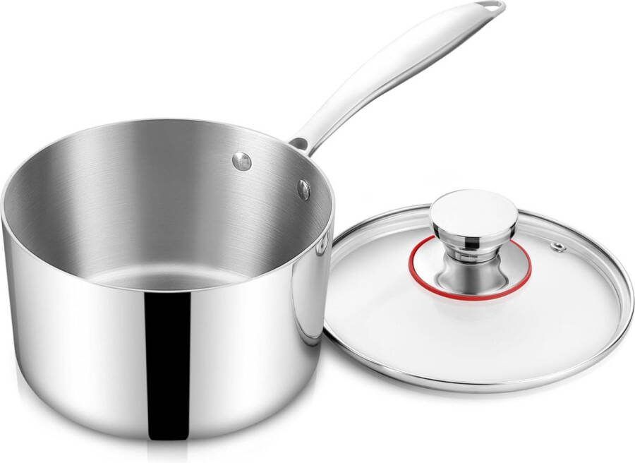 16 cm steelpan 3-laags Edeastahl braadpan glazen deksel melkkan inductie 1 9 l zonder coating kookpan voor alle warmtebronnen om te koken