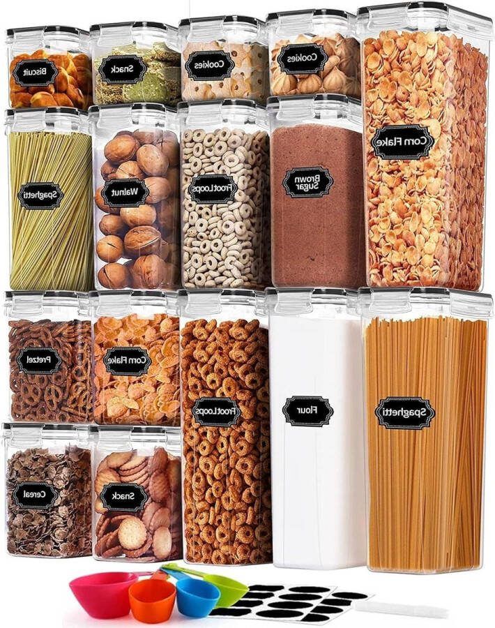 16-delige containerset met luchtdichte deksels Voedselopslag voor keuken rice dispencer