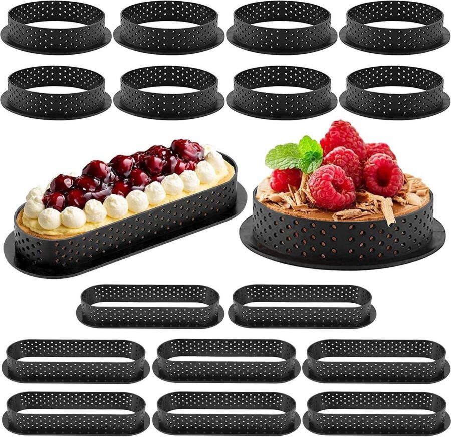 16 stuks geperforeerde cutter taartvormen ronde vorm schuim cirkel gatvorm decoratie voor mousse quiche dessertvorm DIY taartvorm tartelette vormen