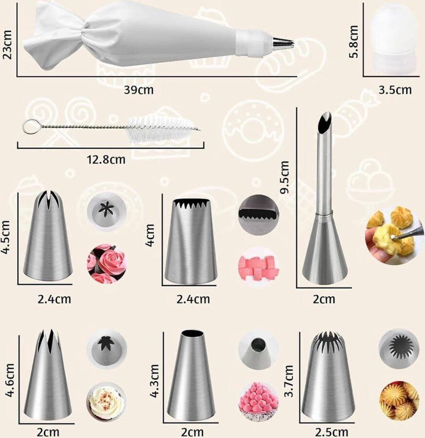 16 stuks herbruikbare spuitzakken voor cake decoratie binnencoating en taarten koekjes spuitzakken wegwerp