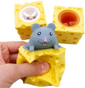 16 stuks Stretchy Pop-up Kaas Muis Squeeze Cheese Mouse Fidget Toys 5 cm funcadeau