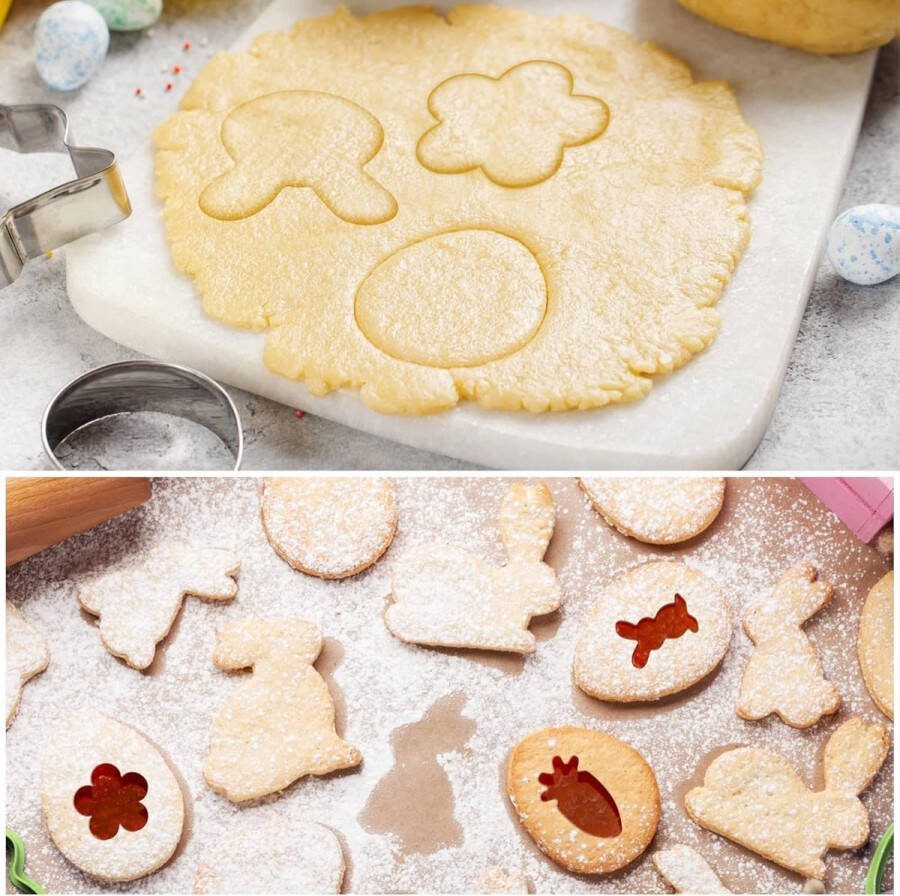16 stuks uitsteekvormen voor Pasen paashaas koekjessnijders koekjesvorm hazen koekjesvormen kuiken koekjessnijders wortels eieren koekjessnijders