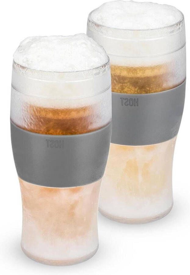 16oz Vriezer Gel Chiller Dubbelwandige Plastic Frozen US Pint (473ml .83 UK Pint) Glas Set van 2 Grijs Freeze Beer Glazen