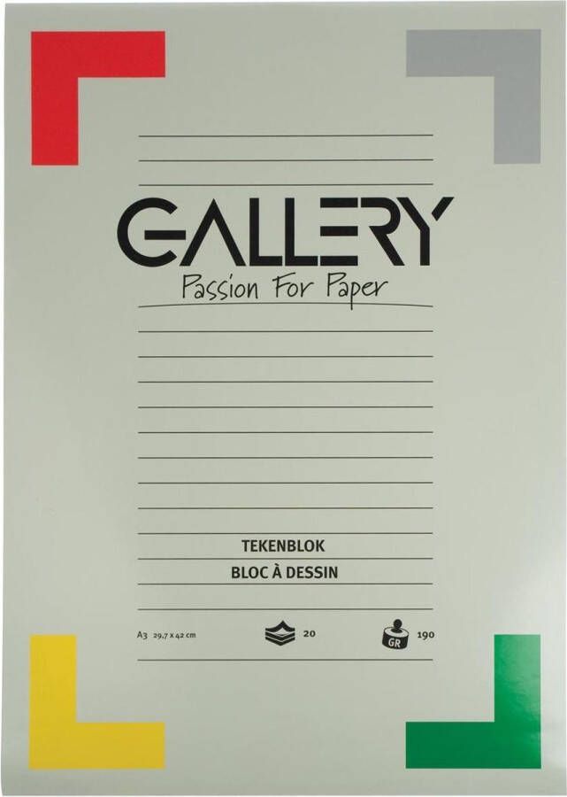 16x Gallery tekenblok extra zwaar houtvrij papier 190 g mÂ² 29 7x42cm (A3) blok van 20 vel