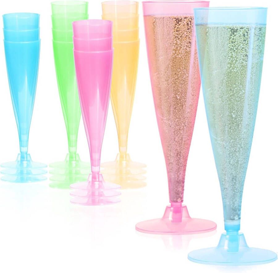 16x herbruikbare champagneglazen plastic champagneglazen voor feesten kamperen en onderweg herbruikbaar en vaatwasmachinebestendig champagneglazen [selectie varieert]