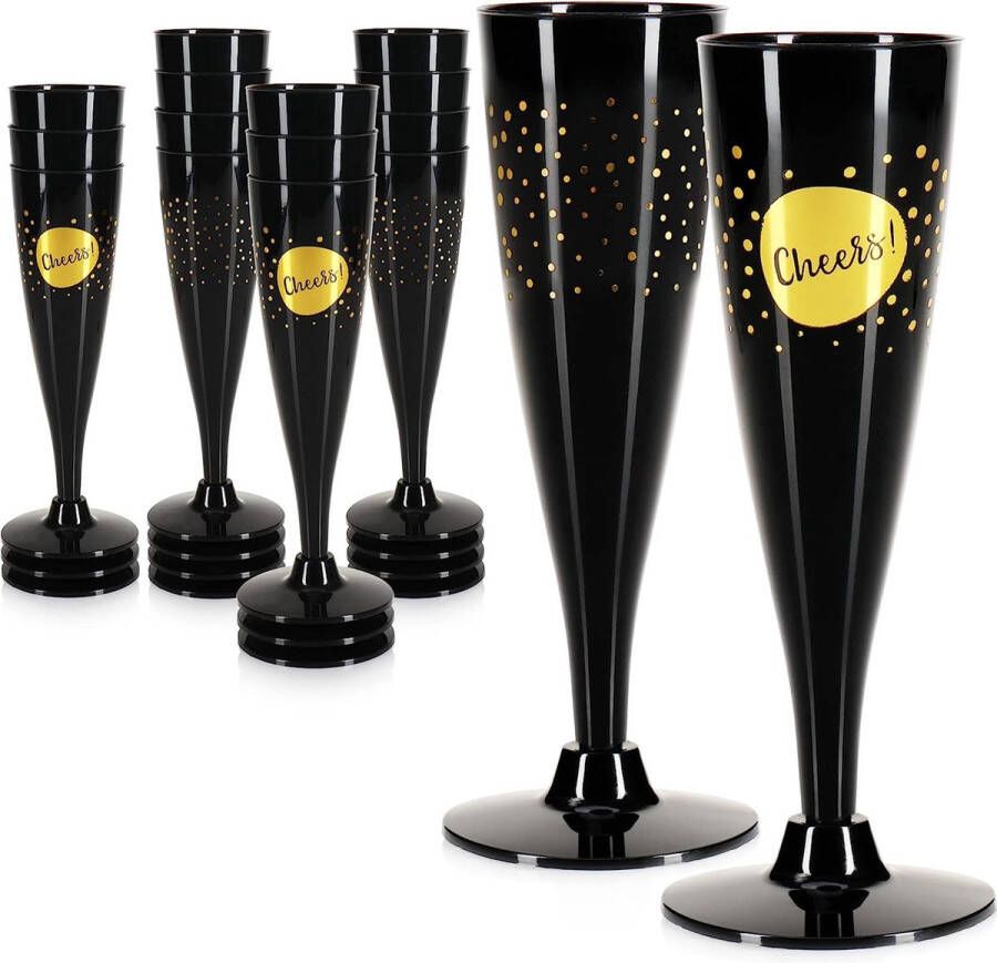 16x herbruikbare champagneglazen plastic champagneglazen voor feesten kamperen & onderweg vaatwasmachinebestendige champagneglazen [selectie varieert]
