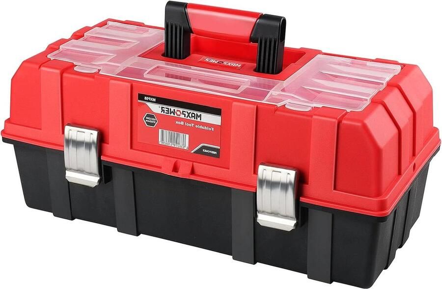 17 inch lichtgewicht vrijdragende gereedschapskist opvouwbare organizer plastic opslag drielaagse lade met verdelers