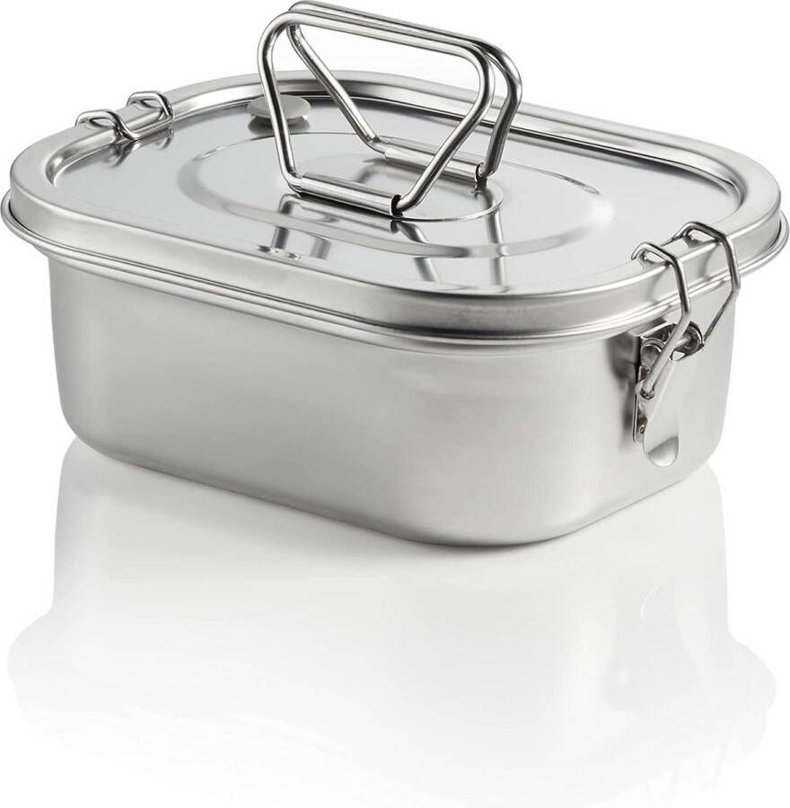 1700ml Leak-Proof Lunch Box with Removable Insert Stainless Steel Fresh Storage Box Silicone Seal and Carry Handle 18x14.5x7.3 cm