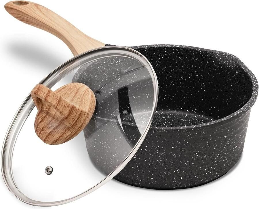 18-cm 2-liter kleine steelpan met antiaanbaklaag en deksel voor inductie elektrisch en gasbereik