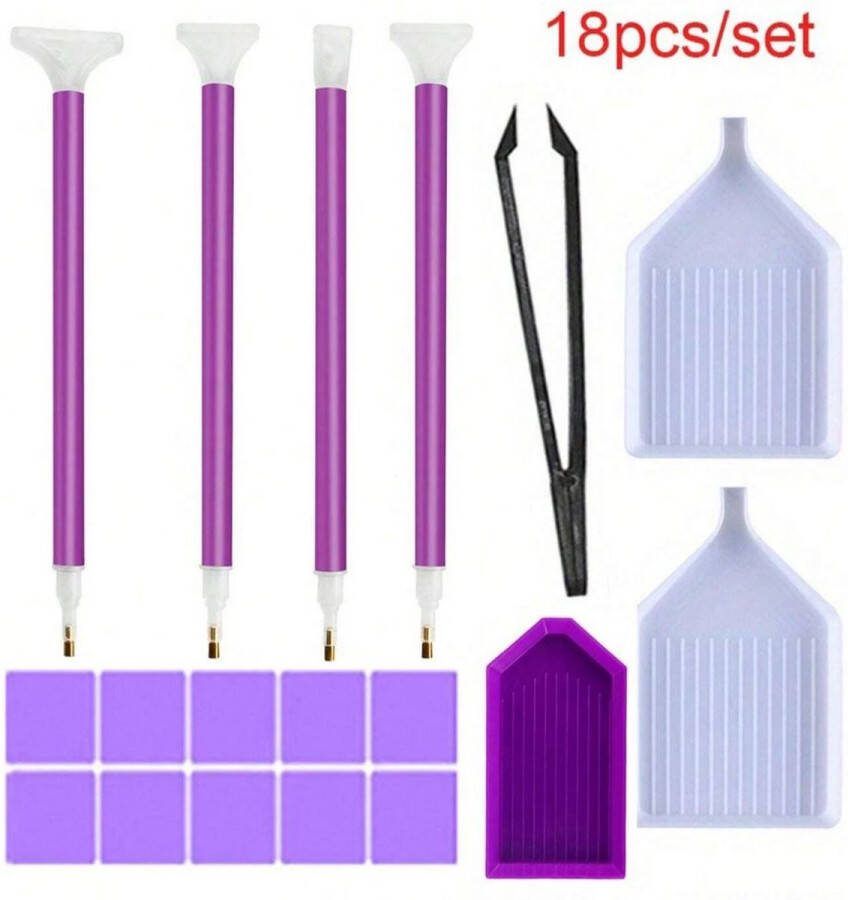 18-delige Diamond Painting toolset paars