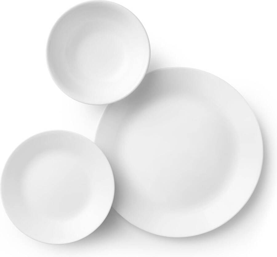 18-delige dinerset Wintervorst Wit Service voor 6 Personen Chipbestendig Servies Inclusief Dinerborden Saladeborden en Soepkommen