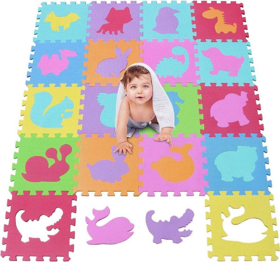 18-delige kinderpuzzelmat speelmat kindertapijt speeltapijt schuimmat kindermat leertapijt vrij van schadelijke stoffen educatief speelkleed 5355G3009