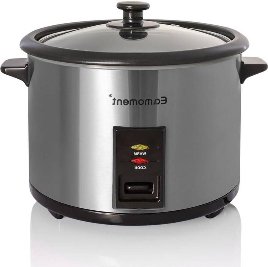 18-liter 700W Rijstkoker en Zwarte Stoompan Rijstkookfuncties Koken voor 1-10 Personen Afneembare Pan Maatbeker en Rijstlepel Zilver
