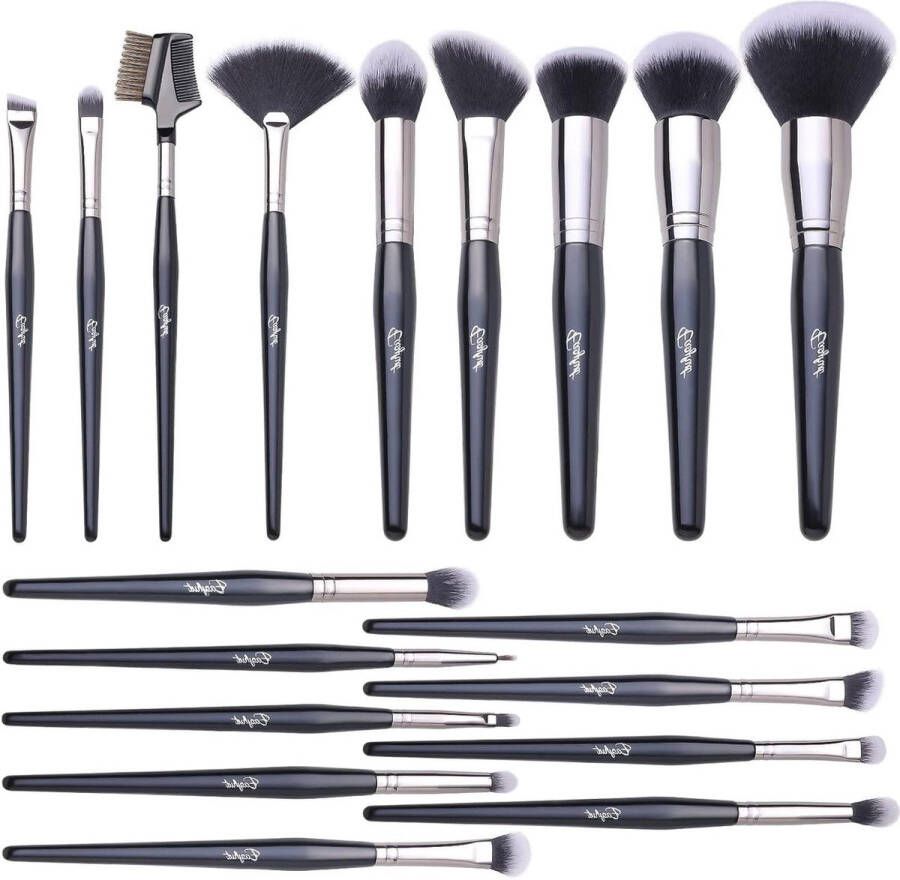 18 Stks Premium Synthetische Make-up Borstels Set Foundation Poeder Blush Oogschaduw Concealer Professionele Kit Zwart