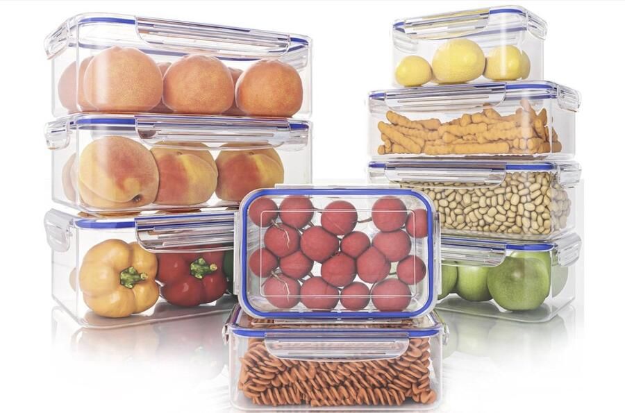 18 Stuks plastic Luchtdichte Voedselopslagcontainer (9 Containers 9 Deksels) Plastic voedselcontainers voor keuken pantry – Microgolfoven- en Diepvriesbestendig Lekvrij BPA-Vrij