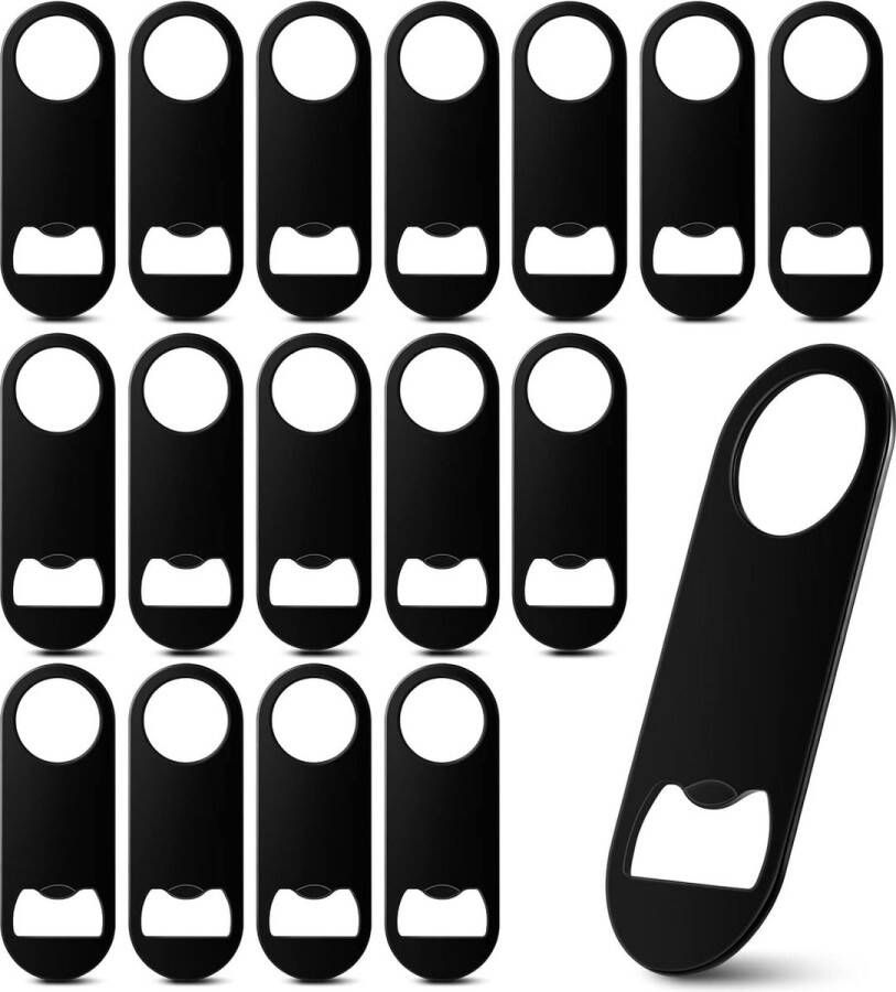 18 stuks roestvrij stalen platte flesopener bierflesopener zwart flesopener barkeeper flesopener gereedschap voor mannen en vrouwen keuken bar restaurant party 8 cm