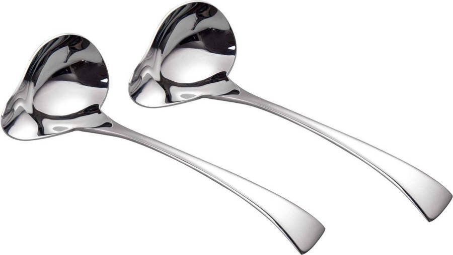 18 10 roestvrijstalen sauslepel met schenktuit zilveren sauslepel spiegelglanzende soeplepel 18 cm (2 stuks)