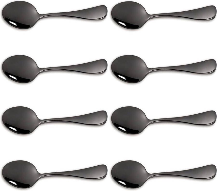 18 8 roestvrijstalen espressolepels 8 stuks 13 7 cm mini-koffielepels kleine lepel dessert- en theelepels (zwart)
