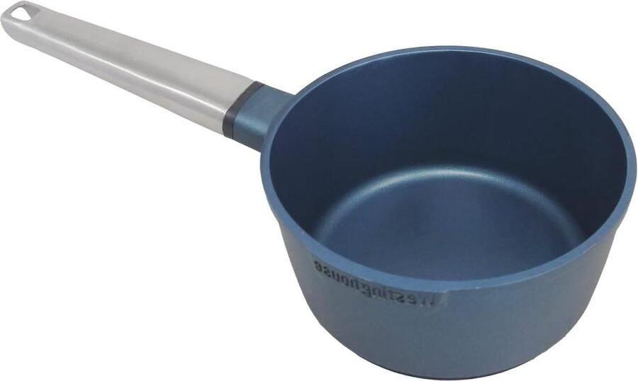 18cm steelpan Kleine inductie melkpan Geschikt voor alle warmtebronnen Ovenvast Cool Touch handvat Roestvrijstalen Blauw WCSP0095N18BL
