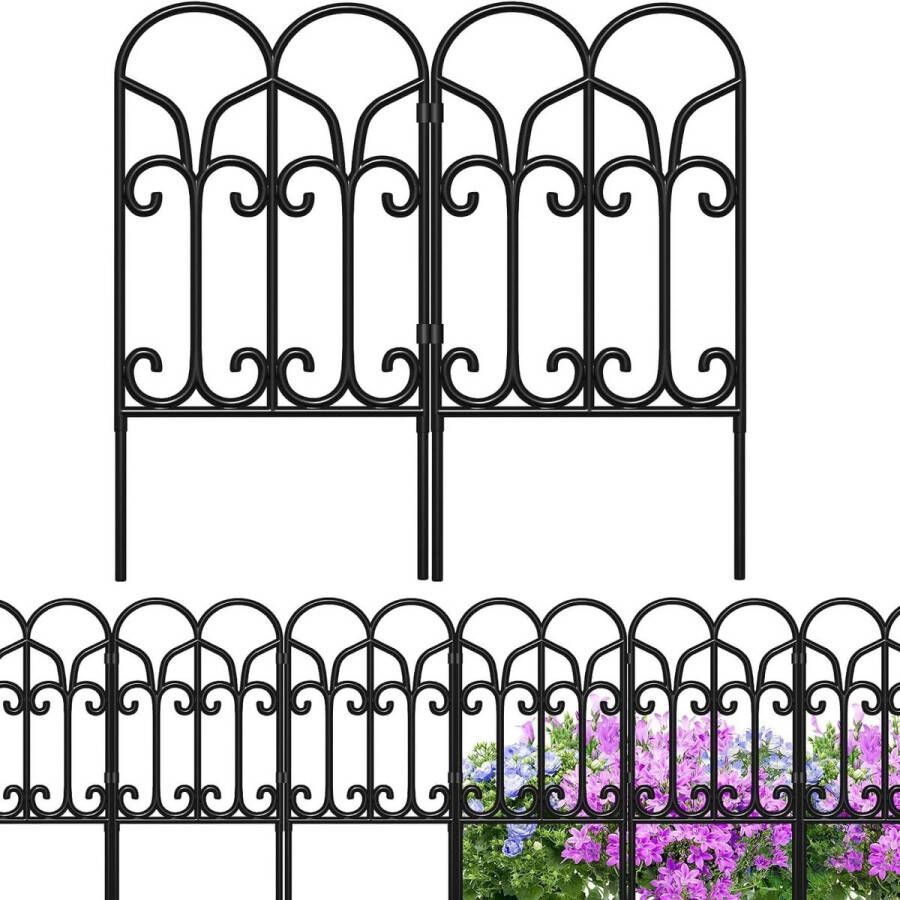 18In x 7.5ft Tuinhek Metalen Hek Decoratieve Omheining Houten Draad Hek Tuindecoratie Amagabeli Garden Home