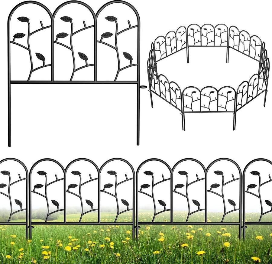 18in X 7ft metalen tuinhek hek decoratieve omheining houten draad voor thuis en tuin Flower Hanger
