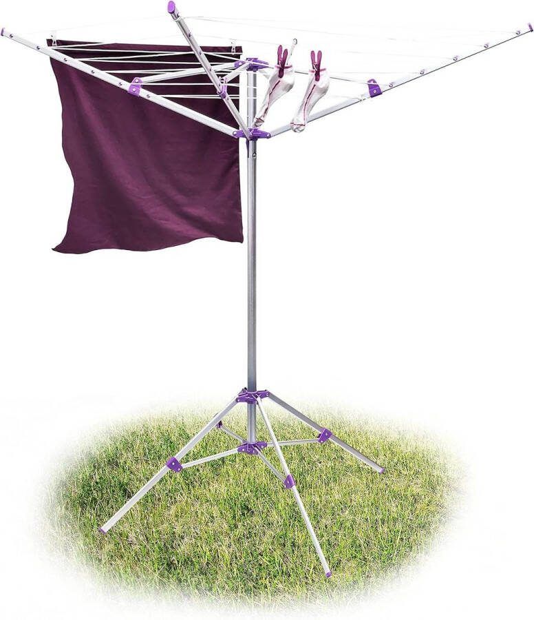 19 meter lange droogmolen geschikt voor tuin en balkon inklapbaar en mobiel zilver