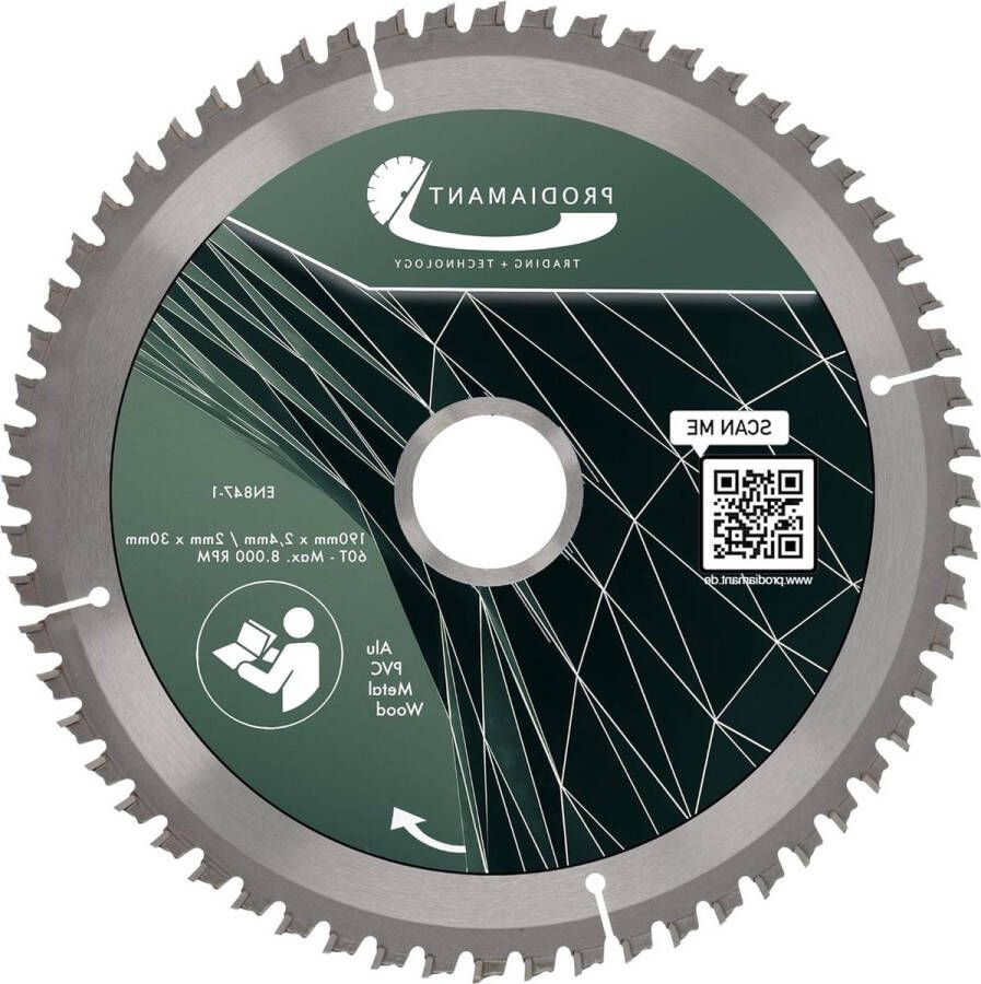 190 mm x 30 mm zaagblad voor hout metaal aluminium compatibel met invalzaag afkortzaag 190 mm multi-cirkelzaagblad met hardmetalen tanden