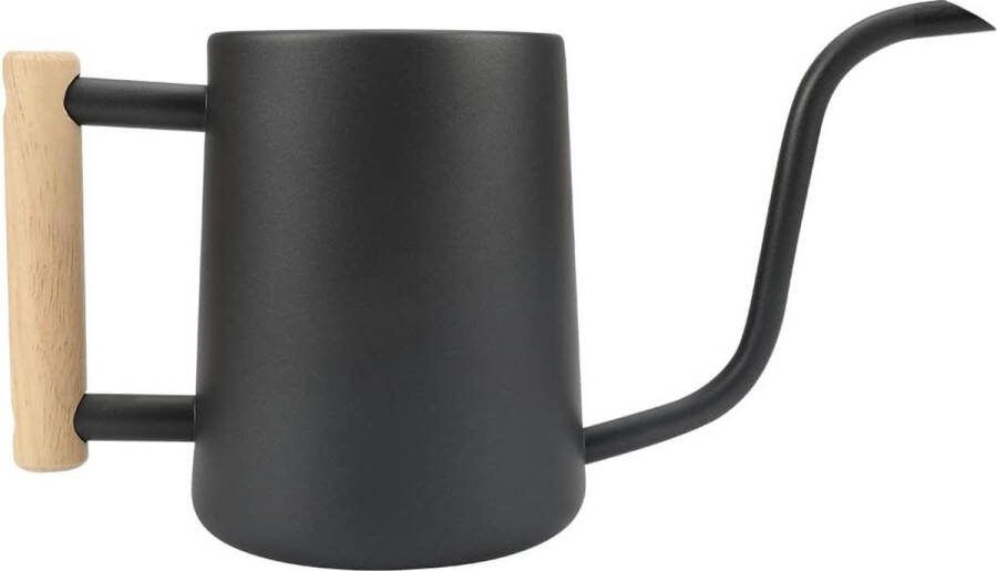 1L-36oz roestvrij stalen binnen gieter met lange uitloop en houten handvat kamerplanten bonsai buiten tuin zwart