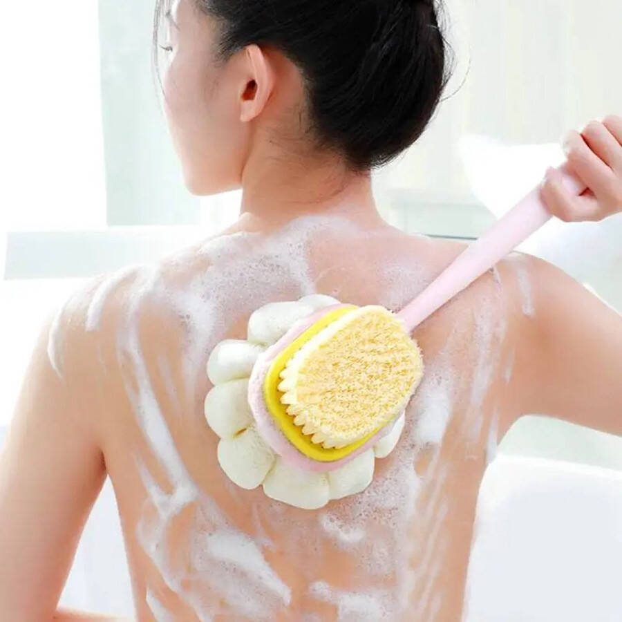 1Pc Roze Spons Lang Zacht Haar Badborstel Doubleside Rub Douche Borstel Back Scrubber Exfoliating Tool Roze