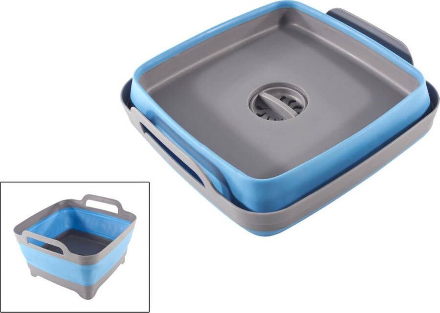 1x Grijs blauwe opvouwbare afwasbak met stop 30.5 x 30 cm Keukenbenodigdheden Afwassen Afwasbakken afwasteilen afdruiprekken opvouwbaar