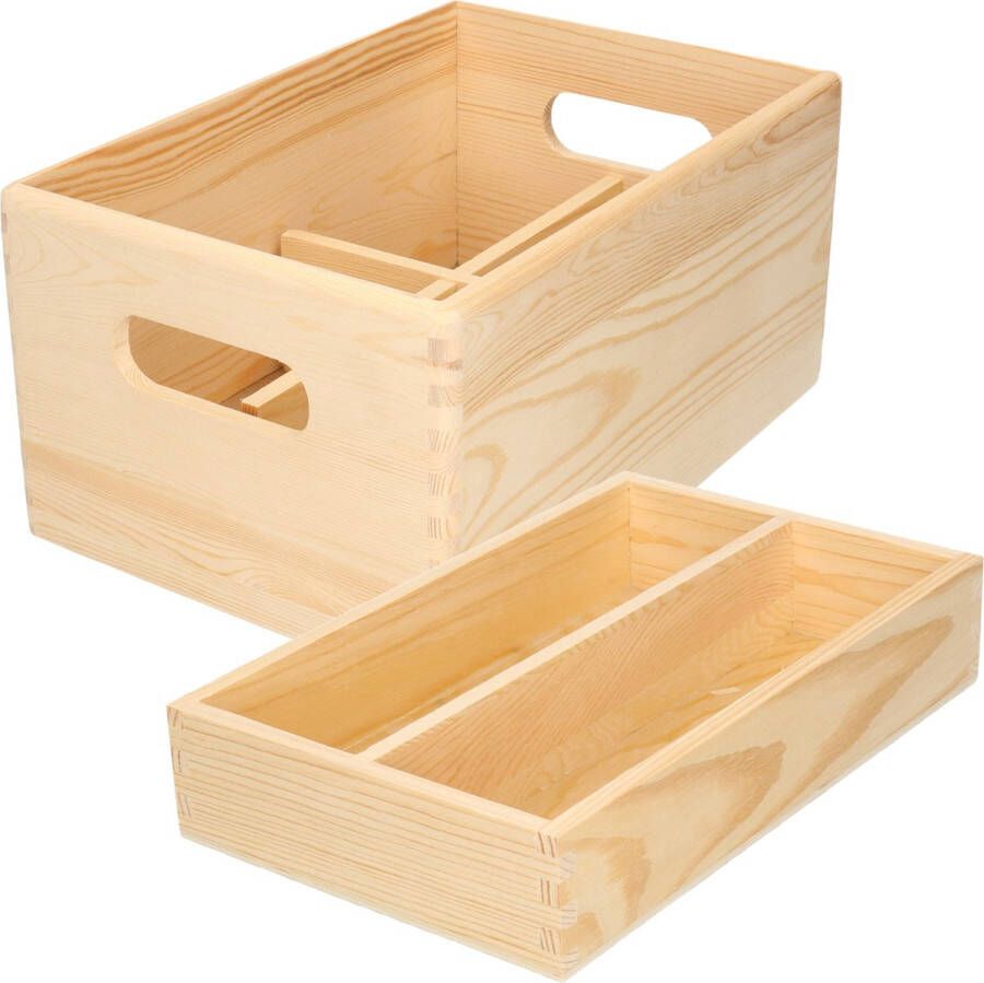 Zeller 1x Houten kistje met inzettray en vakverdeling 30 x 20 cm Woonaccessoires Kantoorbenodigdheden Hobbybenodigdheden Houten kisten met vakken