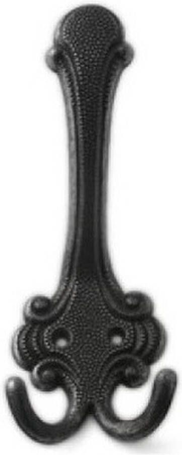 Merkloos Sans marque 1x Luxe kapstokhaken jashaken met dubbele haak zwart hoogwaardig zamac 14 5 x 5 4 cm antiek stijl kapstokhaakjes garderobe haakjes