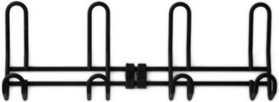 Merkloos Sans marque 1x Luxe kapstokken jashaken zwart met vier haken wandkapstok deurkapstok 12 6 x 38 cm hoogwaardig aluminium zwarten kapstokhaakjes garderobe haakjes