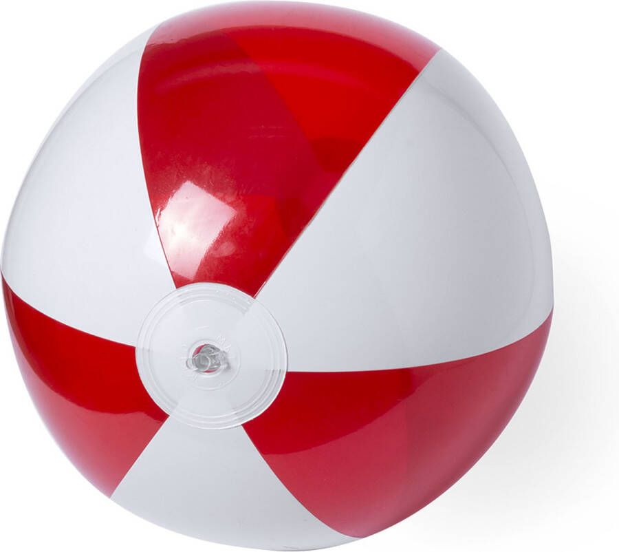 Merkloos Sans marque 1x Opblaasbare speelgoed strandbal rood wit 28 cm Strandballen Buiten speelgoed Strand speelgoed