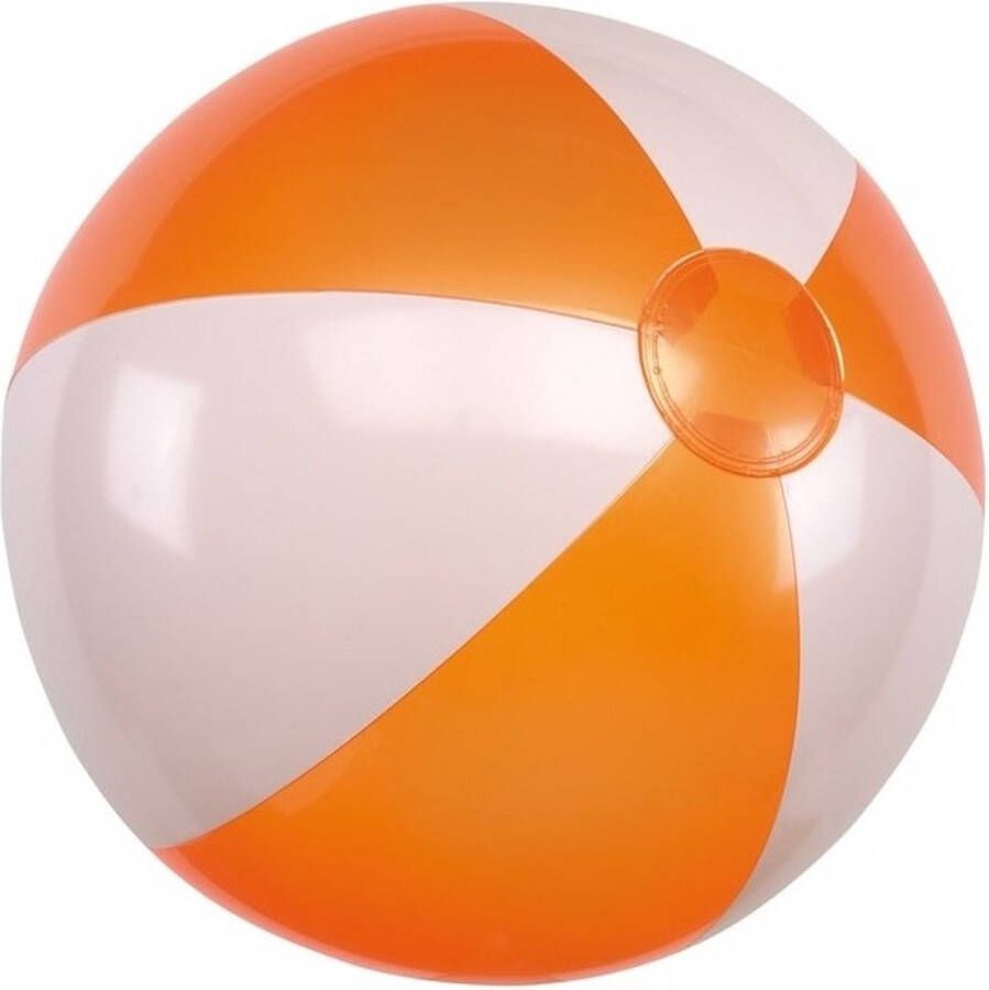 1x Opblaasbare strandbal oranje wit 28 cm speelgoed Buitenspeelgoed strandballen Opblaasballen Waterspeelgoed