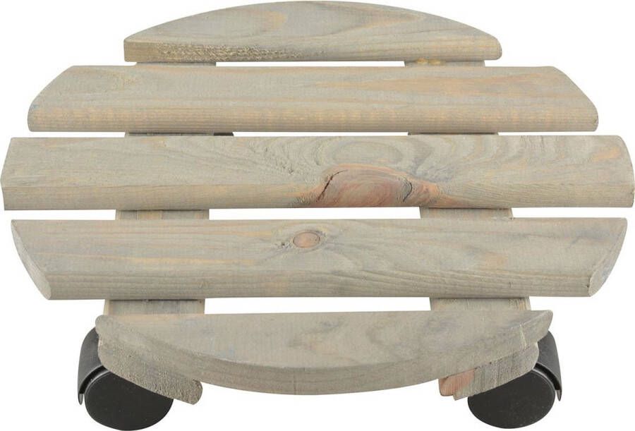 Merkloos Sans marque 1x Plantenonderzetter multiroller vurenhout 28 cm 100 kg Woonaccessoires decoratie houten planken trolley voor kamerplanten