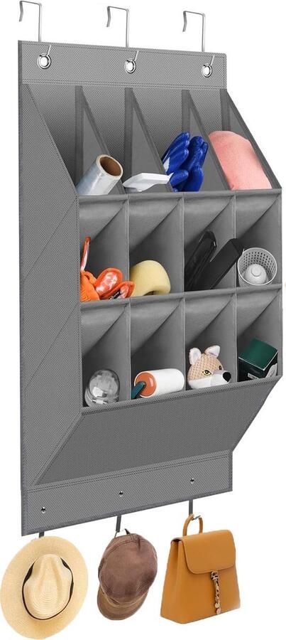 1x Schoenenzak Hangend Schoenen Opberger 12 Zakken Organizer Oplossing Voor Rondslingerende Ding Opbergen Van Schoenen Aan Deur Hoogwaardige Schoenenkast Deur Opbergzak Hangende Opberger Grijs Multifunctionele Ophanging