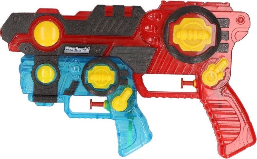 Toi-Toys 1x Waterpistolen waterpistool 2-delig van 26 cm rood blauw kinderspeelgoed waterspeelgoed van kunststof