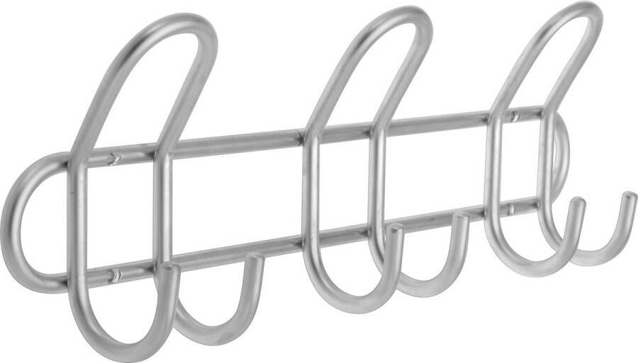 Merkloos Sans marque 1x Zilveren kapstokken met 6 haken 40 cm Woonaccessoires Kleding jassen ophangen Kapstokken